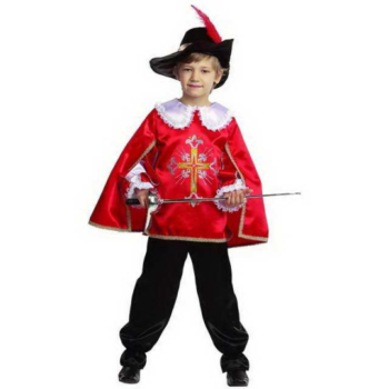 Костюм карнавальный МУШКЕТЁР (текстиль) красный размер 30 (детский)