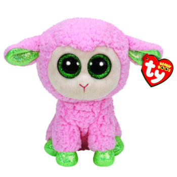 Мягкая игрушка Овечка (розовая с зелеными копытцами) Beanie Boo's, 25см