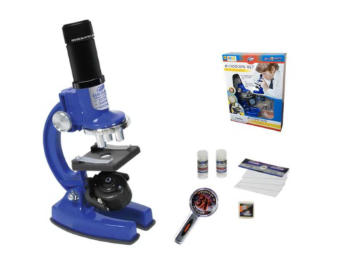 Набор для опытов с микроскопом и аксессуарами, 33 предмета, синий, пластмасса - 0