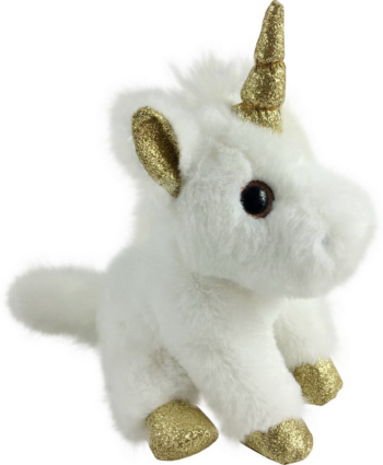 Единорог белый с золотом 15 см игрушка мягкая