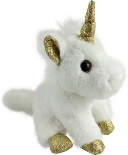 Единорог белый с золотом 15 см игрушка мягкая - 0