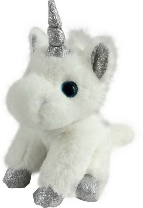 Единорог белый с серебром 15 см игрушка мягкая - 0