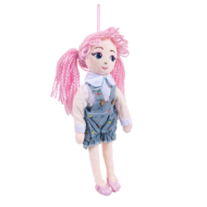 Кукла, с розовыми волосами в шортах, мягконабивная, 35 см - 0