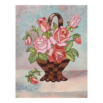 Мозаика из пайеток на холсте "Букет роз"