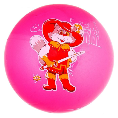Мяч розовый детский - Кот в сапогах, 25 см - 0
