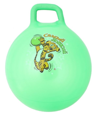 Мяч-попрыгун зеленый с ручкой "Самый ловкий", 55 см.