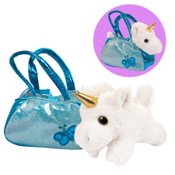 Серия "Животные в сумочках", Единорог 16 см игрушка мягкая