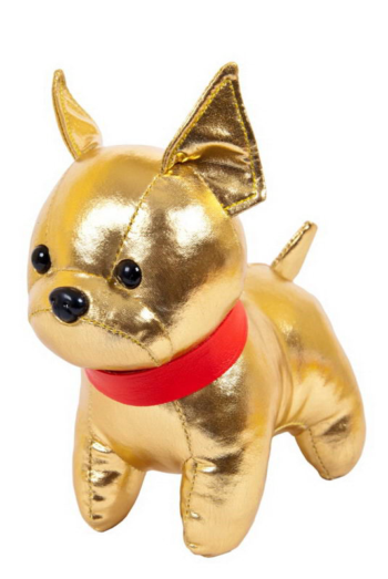 Серия "Металлик" игрушка мягкая Собака фр. бульдог золотая 15 см.