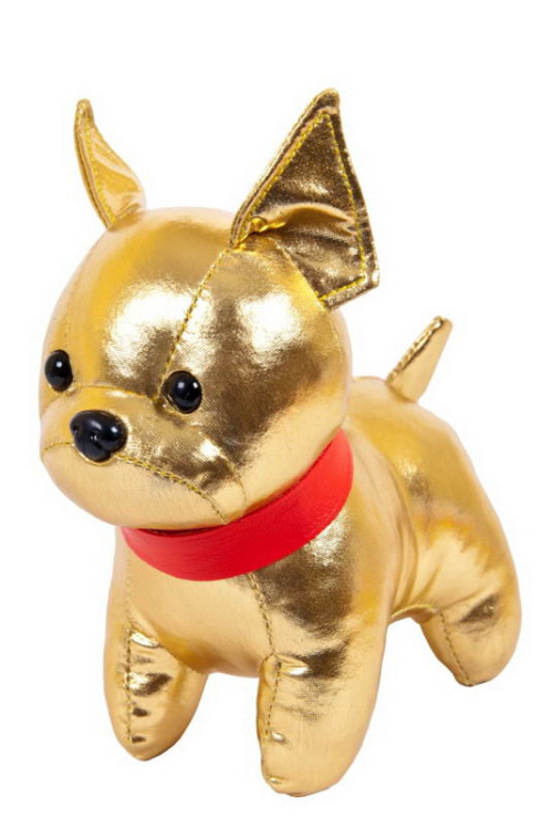 Серия "Металлик" игрушка мягкая Собака фр. бульдог золотая 15 см. - 0