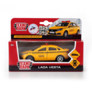 Машина "Технопарк" металлическая, инерционная. Автоваз "Lada Vesta" такси 12см, открываются двери - 0