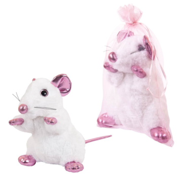 Крыса белая с розовыми лапками, 19 см игрушка мягкая в подарочном мешочке