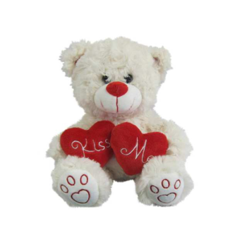 Медведь белый с сердцем "Kiss me", 18см игрушка мягкая