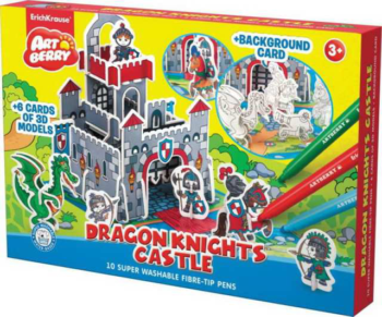 Набор игровой 3D пазл для раскрашивания Artberry/Dragon Knights Castle (10 фломастеров+ 6 карт с фигурками для сборки+игровое поле)