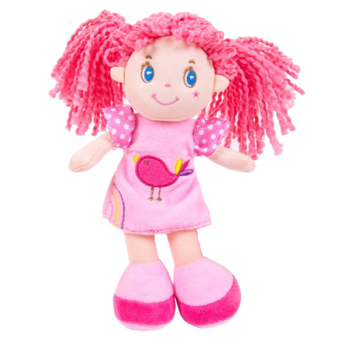 Кукла тряпичная с розовыми волосами - 0