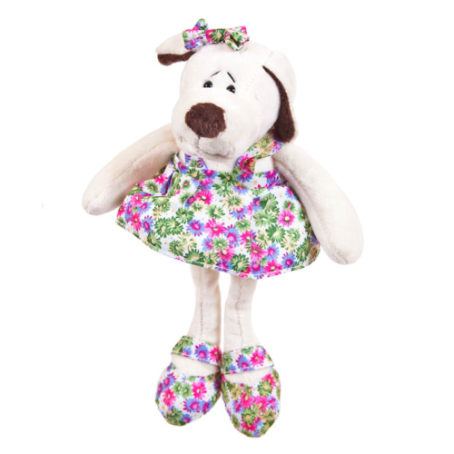 Мягкая игрушка Собака в платье с цветами, 16см - 0
