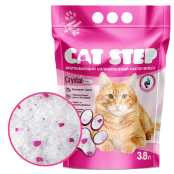 Впитывающий силикагелевый наполнитель CAT STEP Crystal Pink - 3,8 л