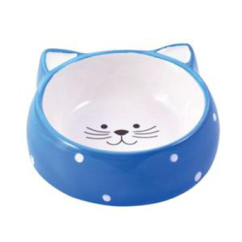 Миска керамическая для кошек - Мордочка кошки голубая (210мл)