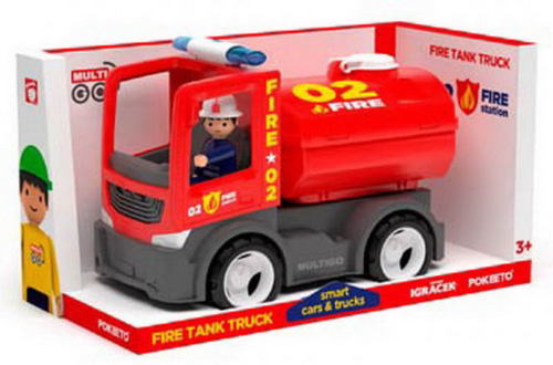 Пожарная автоцистерна в фигуркой водителя, пластмасса - 0