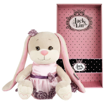 Зайка Jack&Lin в Вечернем Розовом Платье, 25 см, в Коробке