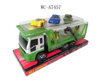 Автовоз +5 машинок-трансформеров, инерционный, 3 вида в ассортименте (зеленый, красный, синий), 31х12,5х16 см