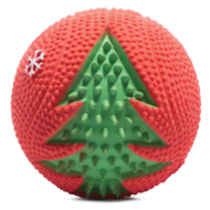 Игрушка NEW YEAR для собак из латекса - Мяч с елкой (5см) - 0