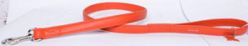 Поводок оранжевый кожаный, двойной прошитый без украшений - CoLLaR Glamour (122см х 2,5см)