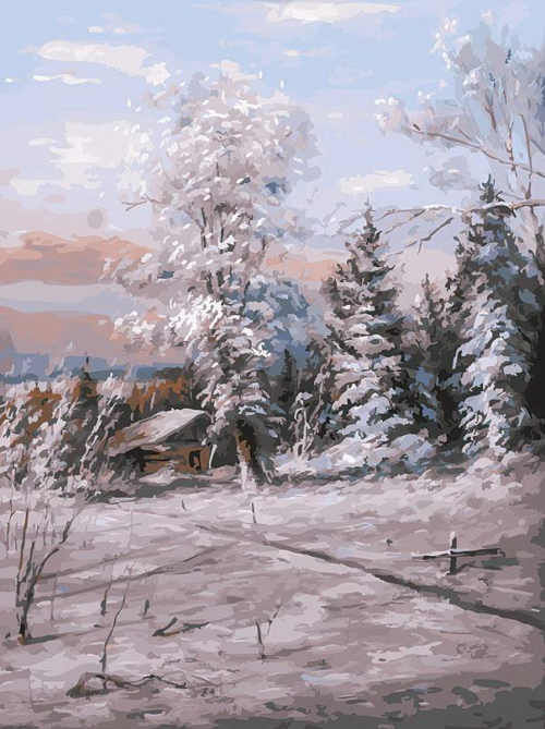Набор для творчества Белоснежка картина по номерам на холсте Зимний день 30 на 40 см - 0