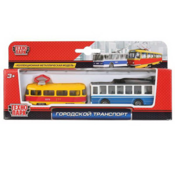 Набор машинок Технопарк Городской транспорт Троллейбус 7,5 см и Трамвай 7,5 см