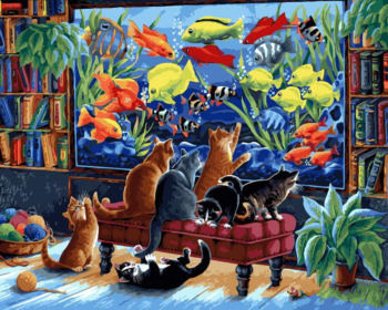 Набор для творчества Белоснежка картина по номерам на холсте Коты и рыбки 40 на 50 см