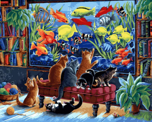 Набор для творчества Белоснежка картина по номерам на холсте Коты и рыбки 40 на 50 см - 0
