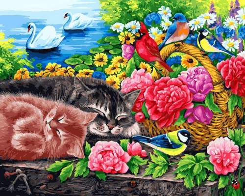 Набор для творчества Белоснежка картина по номерам на холсте Корзина с цветами 40 на 50 см - 0