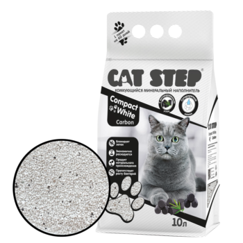 Комкующийся минеральный наполнитель CAT STEP Compact White Carbon (10л.)