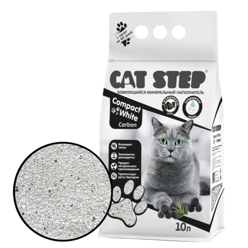 Комкующийся минеральный наполнитель CAT STEP Compact White Carbon (10л.) - 0