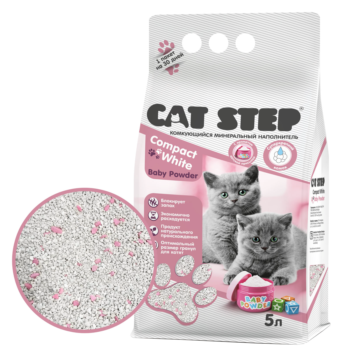 Комкующийся минеральный наполнитель для котят CAT STEP Compact White Baby Powder (5л.)