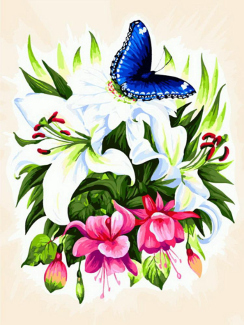 Набор для творчества Белоснежка Картина по номерам на холсте Бабочка в ботаническом саду 30х40см