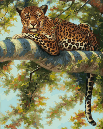 Набор для творчества Белоснежка Картина по номерам на холсте Леопард в тени ветвей 40х50см