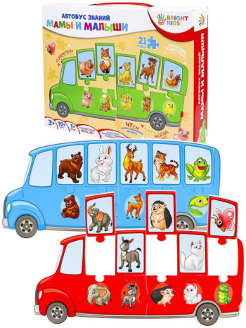 Обучающая игра BRIGHT KIDS с пазлами Автобус знаний Мамы и малыши