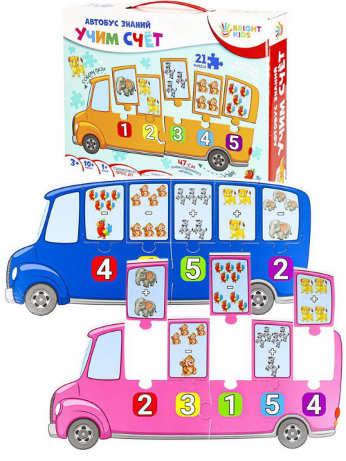Обучающая игра BRIGHT KIDS с пазлами Автобус знаний Учим счет - 0