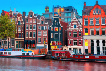 Набор для творчества Рыжий кот Палитра Холст с красками по номерам Прекрасный вечер Амстердам, в коробке 30х40 см