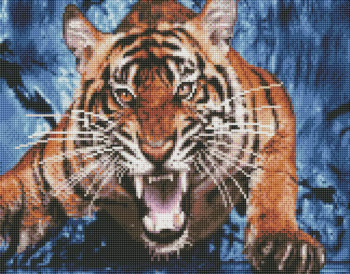 Набор для творчества Рыжий кот Алмазная мозаика Рычащий тигр, с подрамником с полным заполнением (28цветов) 40х50 см