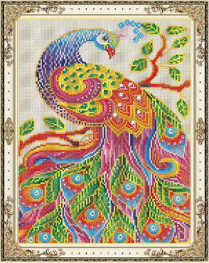 Набор для творчества Рыжий кот Алмазная мозаика Райская птица, с подрамником с полным заполнением, с камнями разных форм 40х50 см - 0
