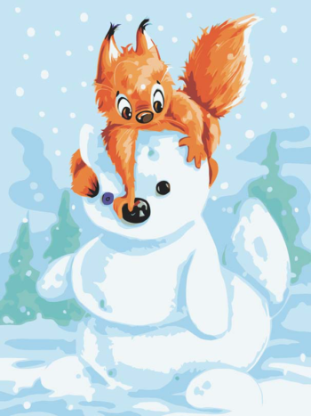 Набор для творчества Белоснежка картина по номерам на холсте Белка и снеговик 30 на 40 см