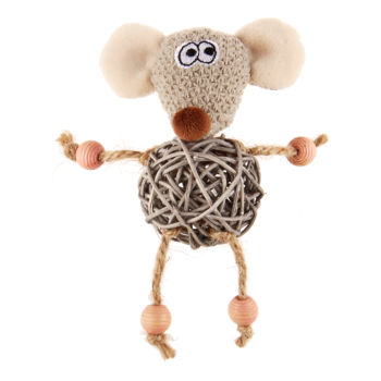 Игрушка для кошек - Мышка с плетеным мячиком с колокольчиком (75521)