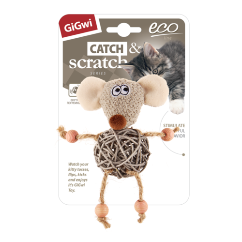 Игрушка для кошек - Мышка с плетеным мячиком с колокольчиком (75521) - 1