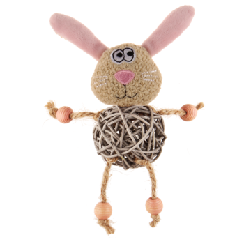 Игрушка для кошек - Заяц с плетеным мячиком с колокольчиком (75522)