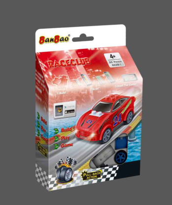 Конструктор Banbao (Банбао) "Машина (красная/зеленая), инерционная", 23 детали (можно играть через приложения Google Play & AppStore)