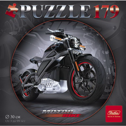 Круглый пазл Hatber 179 элементов формат А4d300мм Black motorbike - 0