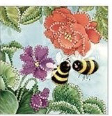 Набор для вышивания бисером 15x15см(частичное заполнение,канва с рис) Пчёлки в цветах.
