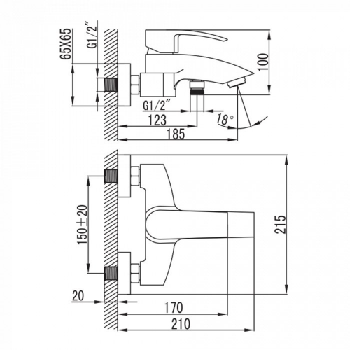 Смеситель для ванны IDDIS Vane (VANSB00i02WA) - 2