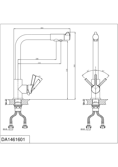Смеситель для кухни D&K Rhein.Schiller (DA1461601) с подключением к фильтру хром - 1